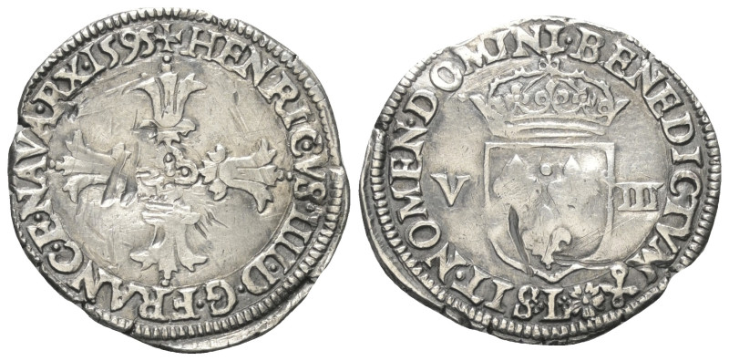 Frankreich. Königreich. Heinrich IV. (1589 - 1610).

 1/8 Ecu (Silber). 1595 L...