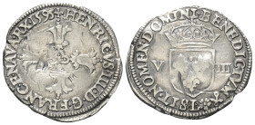 Frankreich. Königreich. Heinrich IV. (1589 - 1610).

 1/8 Ecu (Silber). 1595 L. Bayonne.
Vs: Vier Blüten kreuzförmig um Vierpass.
Rs: Bekröntes Wa...