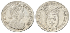 Frankreich. Königreich. Ludwig XIV. (1643 - 1715).

 5 Sols = 1/12 d'Écu (Silber). 1660 I. Limoges.
1/12 Écu à la mèche longue.
Vs: Kindliche Büst...