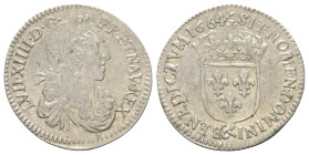 Frankreich. Königreich. Ludwig XIV. (1643 - 1715).

 5 Sols = 1/12 d'Écu (Silber). 1664. Aix-en-Provence.
1/12 Écu au buste juvénile.
Vs: Jugendli...