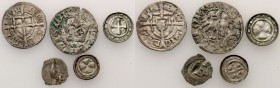 A set of coins, denary Vilnius, Teutonic Order

Zestaw 5 monet z różnych lat. Denar krzyżowy XI wiek x2, Zakon Krzyżacki Michał 1414-1422, Władysław...