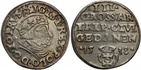 Sigismund I Old. Trojak (3 grosze) 1538, Danzig/ Gdansk

Bardzo ładny, czytelny egzemplarz, zachowany połysk menniczy. Rzadki.Iger R.G.38.a (R1)
Wa...