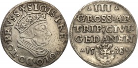 Sigismund I Old. Trojak (3 grosze) 1538, Danzig/ Gdansk

Delikatna patyna. Rzadsza moneta.Iger G.38.1.g (R1)
Waga/Weight: 2,39 g Ag Metal: Średnica...
