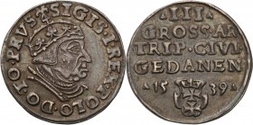 Sigismund I Old. Trojak (3 grosze) 1539 Danzig/ Gdansk

Odmiana końcówką PRVS na awersie. Nieco inna interpunkcja rewersu.Bardzo ładny egzemplarz z ...