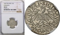 Sigismund II August. Polgrosz (1/2 groszy (groschen) 1547, Vilnius NGC MS64 (2 MAX)

Druga najwyższa nota gradingowa na świecie, tylko 3 egzemplarze...