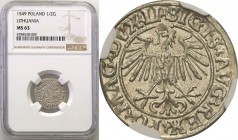 Sigismund II August. Polgrosz (1/2 groszy (groschen) 1549, Vilnius NGC MS63

Piękny egzemplarz, połysk menniczy. Ładna delikatna patyna. Rzadszy w t...