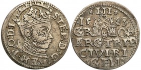 Stephan Batory. Trojak (3 grosze) 1583, Riga

Moneta w starej patynie. Rzadszy typ monety.Iger R.81.1a (R1)
Waga/Weight: Metal: Średnica/diameter: ...
