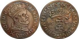 Stephan Batory. Grosz 1578 Danzig/ Gdansk

Bardzo ładny, świeży egzemplarz. Zachowany połysk menniczy, piękna patyna. Rzadka moneta.Kopicki 7432 (R2...