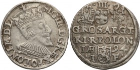 Sigismund III Vasa. Trojak (3 grosze) 1594, Olkusz

Na rewersie napis w trzecim wierszu przedzielony herbem LewartDobrze zachowane detale, delikatny...