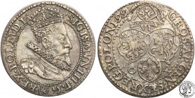 Sigismund III Vasa. Szostak (6 groszy) 1599, Malbork

Odmiana z małą głową króla na awersie. Patyna. Kopicki 1246 (R1)
Waga/Weight: Metal: Średnica...