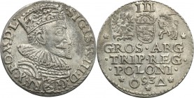Sigismund III Vasa. Trojak (3 grosze) 1593, Malbork

Odmiana trojaka z mniejszym zarostem u króla i brodą oddaloną od kryzy.Połysk w tle, patyna.Ige...