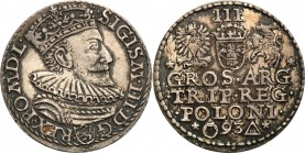 Sigismund III Vasa. Trojak (3 grosze) 1593, Malbork

Ładny egzemplarz w wiekowej patynie. Połysk menniczy.Iger M 93.1a 
Waga/Weight: Metal: Średnic...
