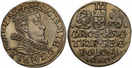 Sigismund III Vasa. Trojak (3 grosze) 1602, Cracow

Popiersie króla w prawo, odwrócona cyfra daty. Pięknie zachowana moneta, połysk, złocista patyna...
