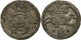 Sigismund III Vasa. Dwudenar 1621, Vilnius (R6)

Rzadka moneta z omyłkową datą 1612 zamiast 1621. Herbem Wadwicz pod Pogonią.Wspaniale zachowany egz...