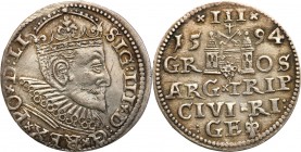Sigismund III Vasa. Trojak (3 grosze) 1594, Riga

Delikatna patyna, resztki połysku. Iger R.94.1f
Waga/Weight: Metal: Średnica/diameter: 


Stan...