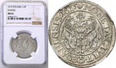 Sigismund III Vasa. Ort (18 groszy) 1615, Danzig/ Gdansk NGC MS61

Aw.: Popiersie króla w koronie, zbroi i w krezie. W otoku: SIGIS 3 D G REX POL M ...