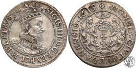 Sigismund III Vasa. Ort (18 groszy) 1619, Danzig/ Gdansk

Rzadki rocznik.Ładnie wybity egzemplarz, zachowana jakość detali, patyna.Shatalin/Grendel ...