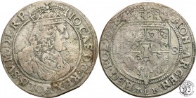 John II Casimir. Ort (18 groszy) 1658, Cracow

Obwódki na awersie i rewersie monety.Końcówka blachy, patyna.Kopicki 1763
Waga/Weight: 6,18 g Ag Met...