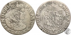 John II Casimir. Ort (18 groszy) 1658, Cracow

Na awersie i rewersie monety brak obwódek. Rzadszy typ monety.Patyna.Kopicki 1761 (R2)
Waga/Weight: ...