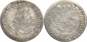John II Casimir. Ort (18 groszy) 1659 TLB Cracow

Odmiana z herbem Wieniawa na rewersie.Typowe niedobicie dla tych monet, delikatny połysk w tle, pa...
