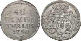 Augustus III the Sas. 1/48 Taler (thaler) 1750, Dresden

Bardzo ładny egzemplarz w amerykańskim gradingu. Zachowany połysk menniczy, bardzo dobre de...