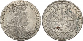 Augustus III the Sas. Ort (18 groszy) 1754 EC, Leipzig

Rzadszy typ popiersia. Ładnie zachowana moneta.Delikatne przetarcia włosów króla. Połysk.Kah...