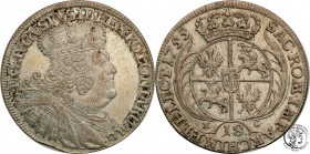Augustus III the Sas. Ort (18 groszy) 1755 EC, Leipzig

Szerokie popiersie króla.Patyna.Kahnt 688d
Waga/Weight: 5,74 g Ag Metal: Średnica/diameter:...