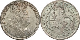 Augustus III the Sas. Ort (18 groszy) 1755, Leipzig

Szerokie, masywne popiersie króla. Pięknie zachowana moneta. Wyraźne detale portretu króla, del...