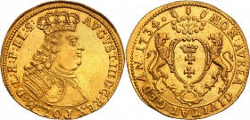Augustus III the Sas. Ducat (Dukaten) 1734, Danzig/ Gdansk

Aw.: Popiersie króla w prawo, w koronie i zbroi. W otoku: AVGVST III D G REX POL M D L R...
