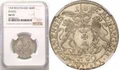 Augustus III the Sas. Ort (18 groszy) 1760, Danzig/ Gdansk NGC AU55

Nominał nad wieńcem przedzielony mieczem.Bardzo ładny, świeży egzemplarz. Zacho...