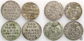 Stanislaus Augustus Poniatowski. 2 grosze (polzlotek) 1766 FS, Warsaw - set of 4 coins

Różne odmiany.Zielonkawa patyna. Ładne czytelne egzemplarze....