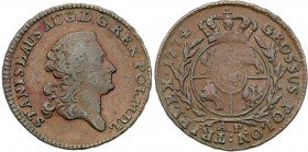 Stanislaus Augustus Poniatowski. Trojak (3 grosze) 1774 AP, Warsaw

Brązowa patyna. Dobra prezencja monety.Iger WA.74.1.a (R)
Waga/Weight: 9,95 g C...
