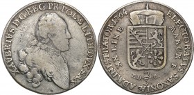 Poland. Ksawery. 2/3 Taler (thaler) (gulden) 1764, Dresden

Patyna. Nieco rzadsza moneta.Kopicki 11585
Waga/Weight: 13,68 g Ag Metal: Średnica/diam...