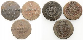 Duchy of Warsaw. 3 grosze (Trojak) 1810-1814 IB, Warsaw set of 3 pieces

Patyna. Różne lata i odmiany.
Waga/Weight: Cu Metal: Średnica/diameter: 
...