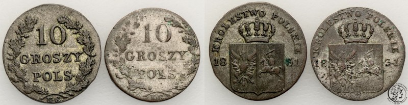 November Uprising. 10 groszy 1831, Warsaw - set of 2 coins

Aw.: Pod koroną dw...