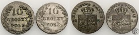 November Uprising. 10 groszy 1831, Warsaw - set of 2 coins

Aw.: Pod koroną dwupolowa tarcza z Orłem i Pogonią. U góry napis: KRÓLESTWO POLSKIE Po b...