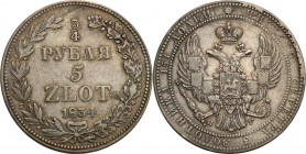 Poland XIX w./Russia. Nicholas I. 3/4Rubel (Rouble) = 5 zlotych 1834 НГ, Petersburg

Aw.: Dwugłowy orzeł rosyjski pod cesarską koroną z małą tarczą ...
