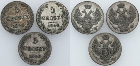 Poland XIX w./Russia. 5 groszy 1840, Warsaw set of 3 pieces

Patyna. Roczniki: 1840
Waga/Weight: Metal: Średnica/diameter: 


Stan zachowania/co...