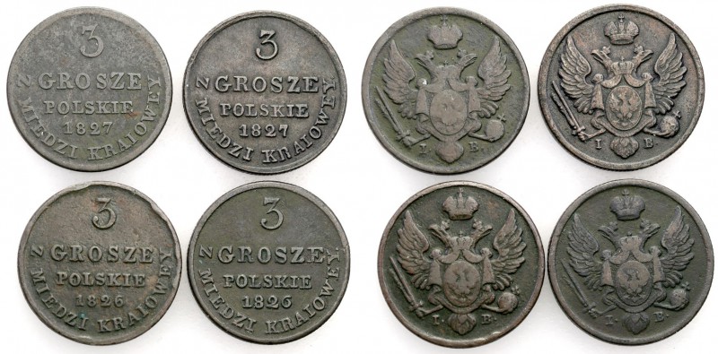 Poland XlX w. / Russia. 3 Grosze Polskie z MIEDZI KRAIOWEY (Trojak) 1826-1827, W...