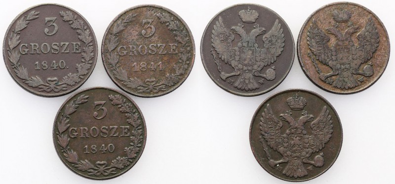 Poland XIX w./Russia. Trojak (3 grosze) 1840-1841 MW, Warsaw set of 3 pieces

...