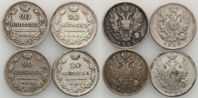 Russia. Alexander I. 20 Kopek (kopeck) 1813-1824 set of 4 pieces

Patyna.
Waga/Weight: Metal: Średnica/diameter: 


Stan zachowania/condition: 3...