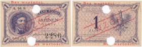 Banknote. SPECIMEN/Pattern 1 zloty 1919 Kościuszko Seria S.36.B - Rzadkość R4

Czerwony, obustronny, skośny nadruk WZÓR i poziomo Bez wartości. Bank...