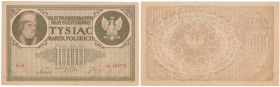 Banknote. 1000 polish mark 1919 seria J

Ugięty lewy, dolny róg, zaokrąglone rogi.Lucow 345 (R4); Miłczak 22b
Waga/Weight: Metal: Średnica/diameter...