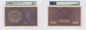 Banknote. 1000 mark 1919 II seria G PMG 64 EPQ

Banknot w gradingu z wysoką notą. Idealnie zachowany egzemplarz.Lucow 405 (R2); Miłczak 29c
Waga/We...