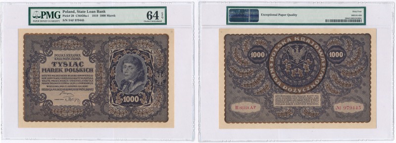 Banknote. 1000 mark 1919 III seria AF PMG 64 EPQ

Idealny egzemplarz w grading...