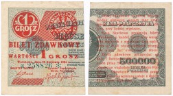 Banknote. Bilet zdawkowy 1 grosz 1924 LEWY seria BG

Zagniecenia, przebarwienie papieru. Lucow 693 (R1); Miłczak 42aL
Waga/Weight: Metal: Średnica/...