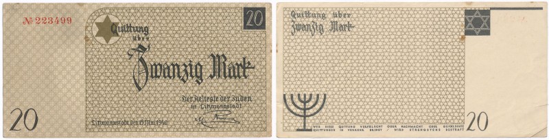 Banknote. Ghetto of Lodz 20 mark 1940 - Later emission

20 marek 1940. Późna e...