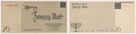 Banknote. Ghetto of Lodz 20 mark 1940 - Later emission

Późna emisja, numerator typu I, papier bez znaku wodnego.Przepięknie zachowany egzemplarz, s...