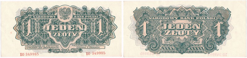 Banknote. 1 zloty 1944 seria EO OBOWIĄZKOWYM

Ugięty jeden róg, poza tym piękn...