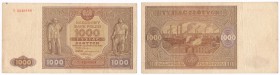 Banknote. 1000 zlotych 1946 seria S

Banknot złamany w pół, Drobne zagniecenia, ale ładna prezencja. Rzadki.Miłczak 122e; Lucow 1171b (R4)
Waga/Wei...